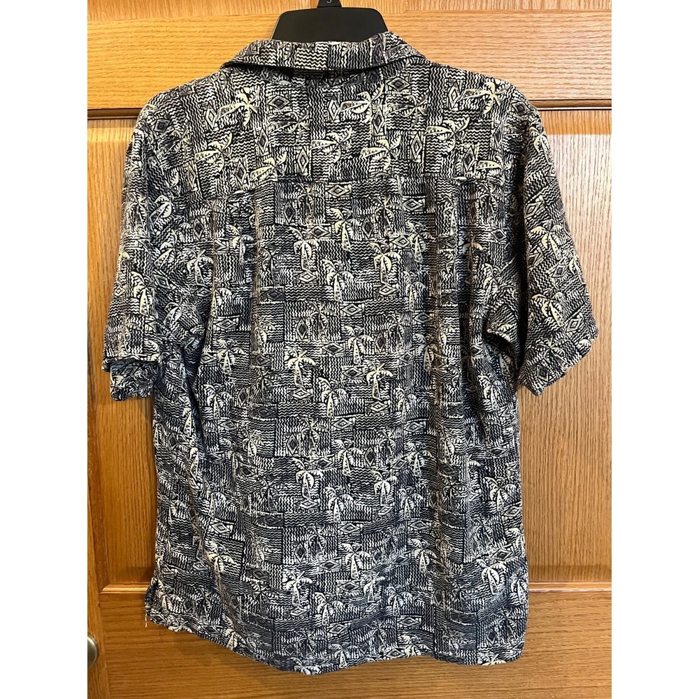 Vintage Batik Bay Men's Black Tan Hawaiian Casual Summer Beach Shirt Size M - Picture 4 of 4